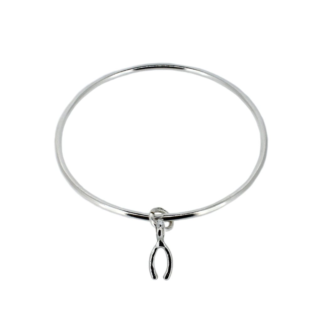 Wishbone Charm Bangle in Sterling Silver