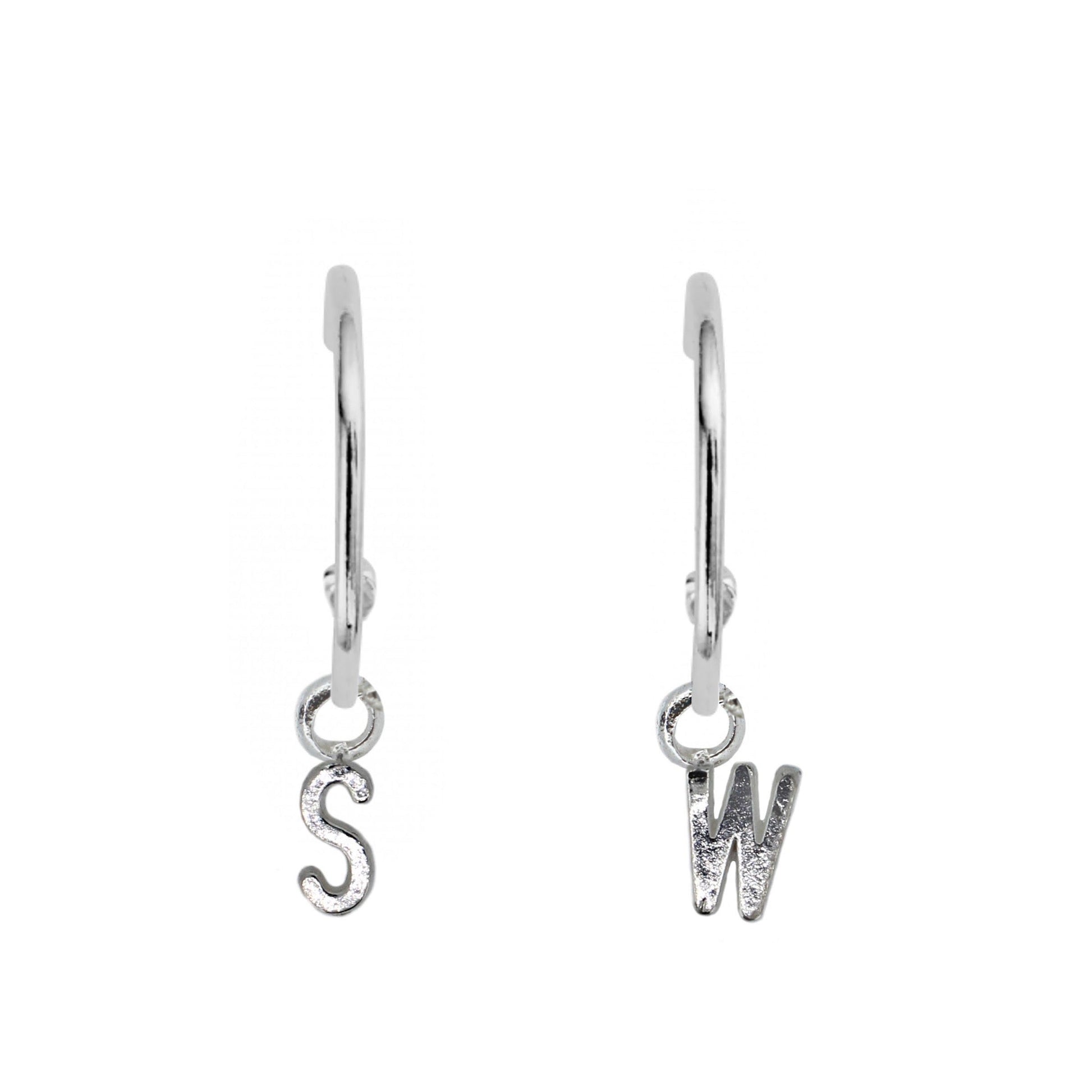 Personalised Initial Silver Hoop Earrings