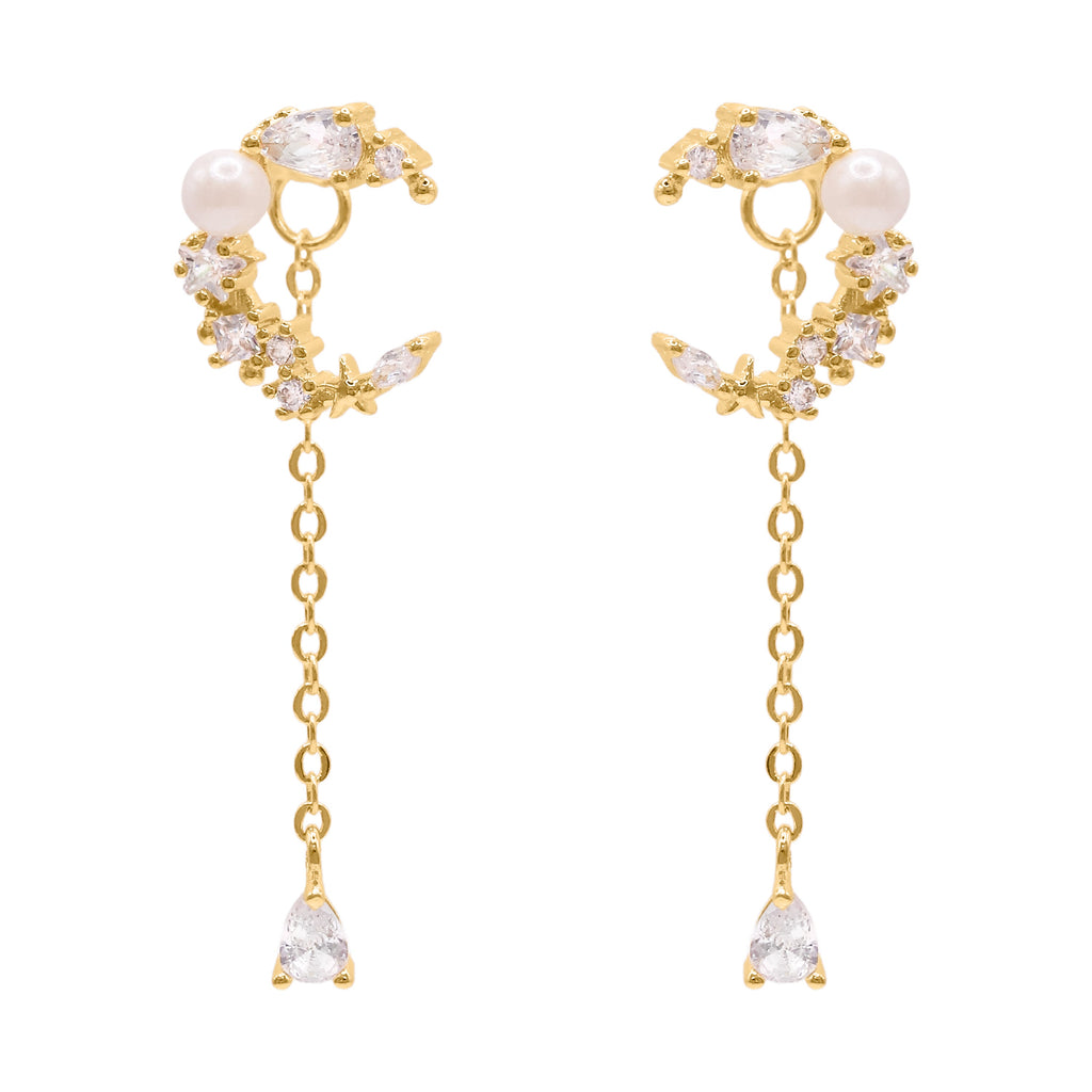 Moon Drop Earrings in 18K Gold Plated Sterling Silver