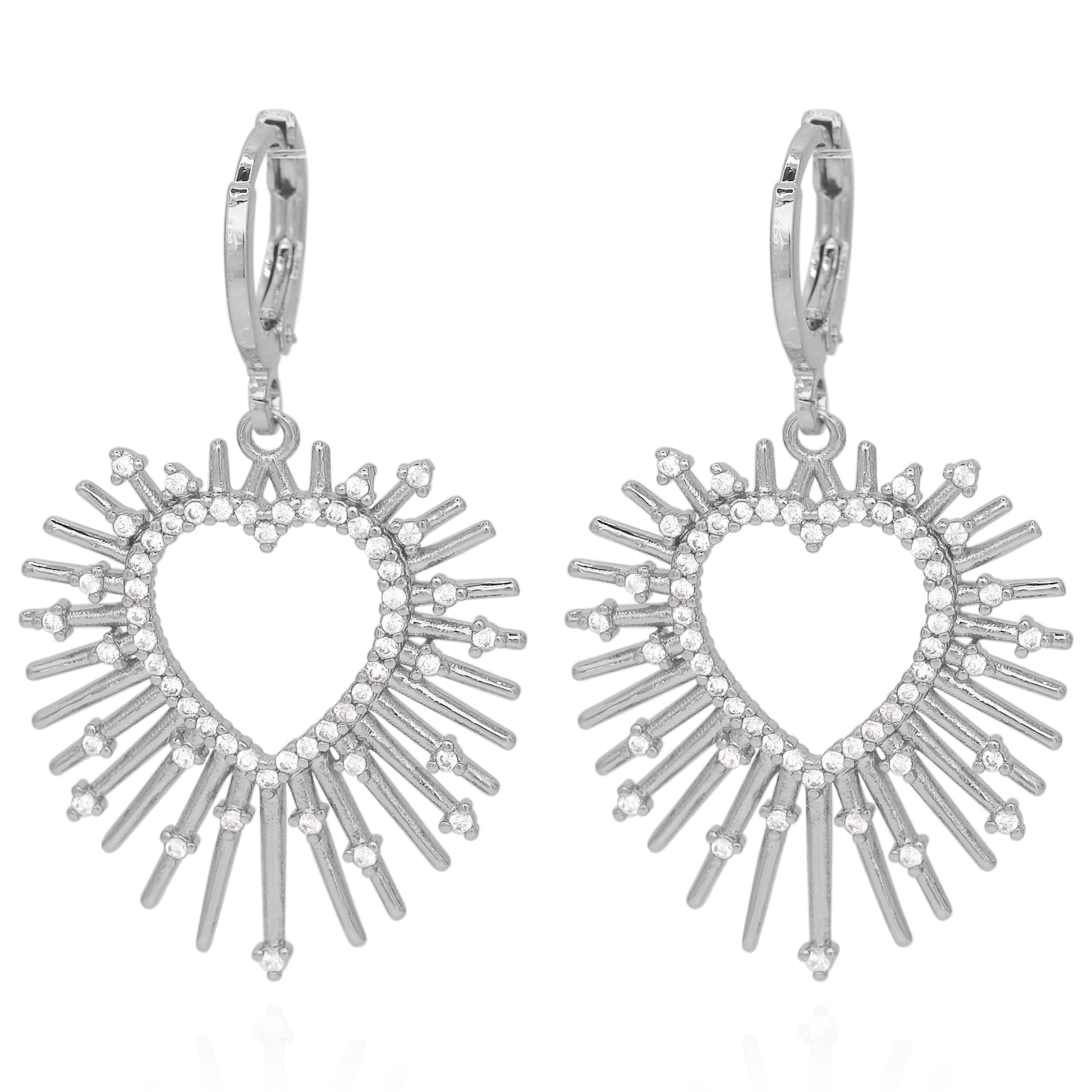 Sadie Starburst Heart Earrings in Silver Plated Brass