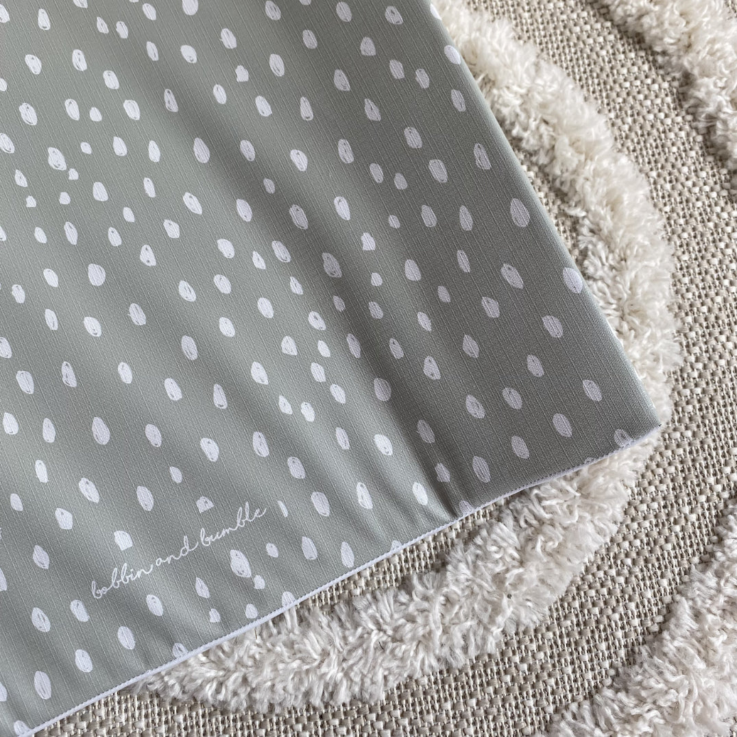 Anti-Roll Wedge Changing Mat - Sage Green Spotty Print