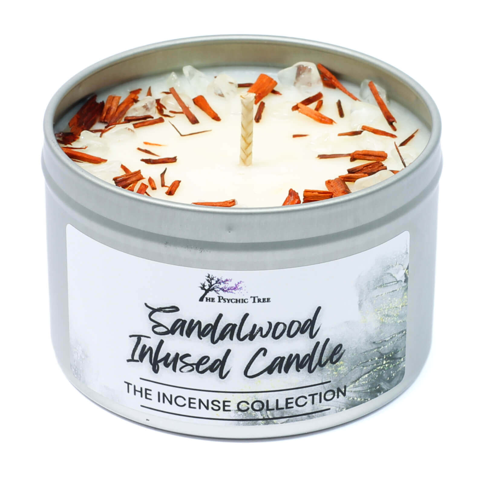 Sandalwood Crystal Infused Scented Candle