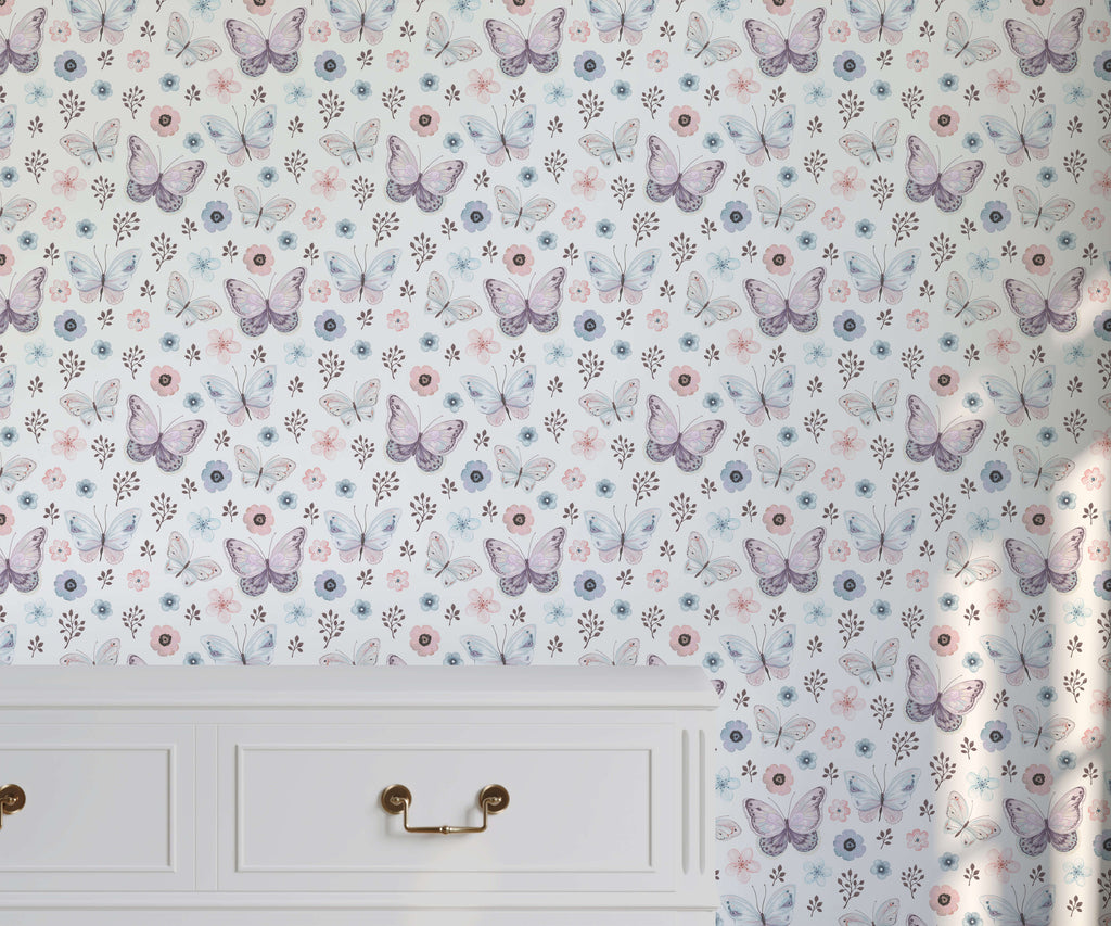 Butterfly Wallpaper in Soft Feminine Tones