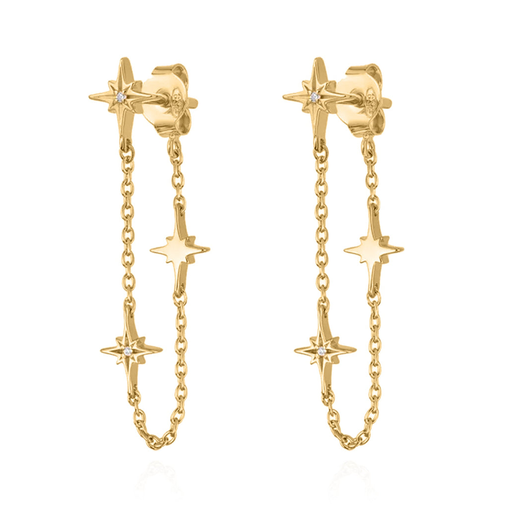 Savannah Star Drop Chain Earrings | 18k Gold Plated