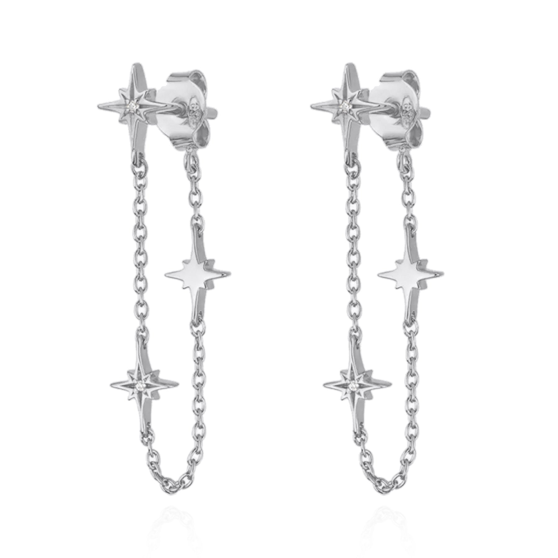 Savannah Star Drop Chain Earrings | 925 Sterling Silver