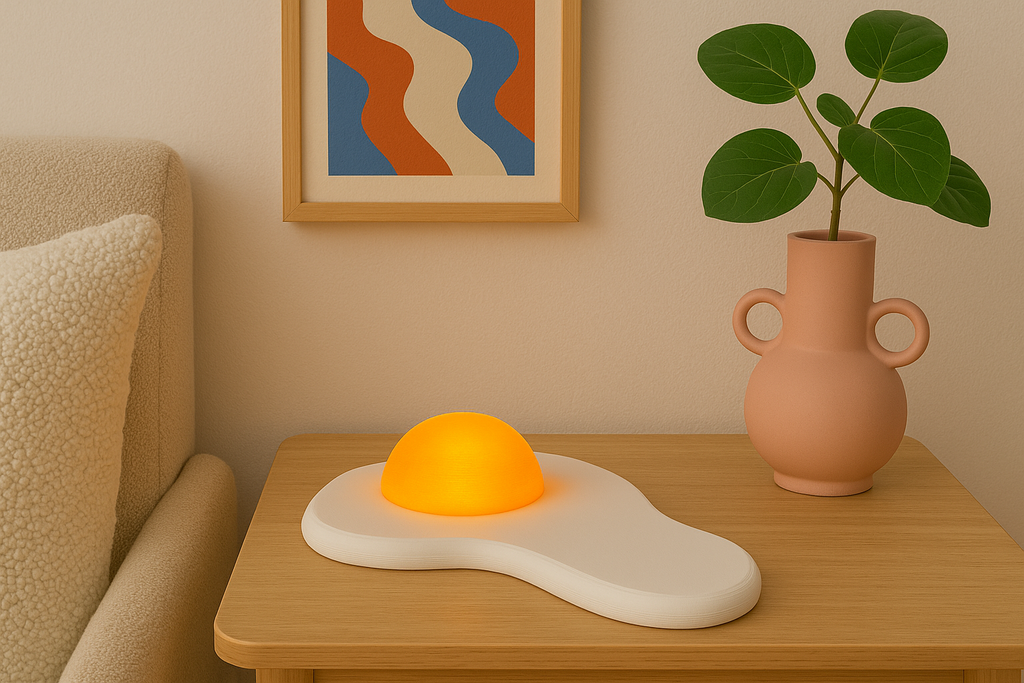 Fried Egg Lamp Eco-Friendly 3D Printed USB Night Light