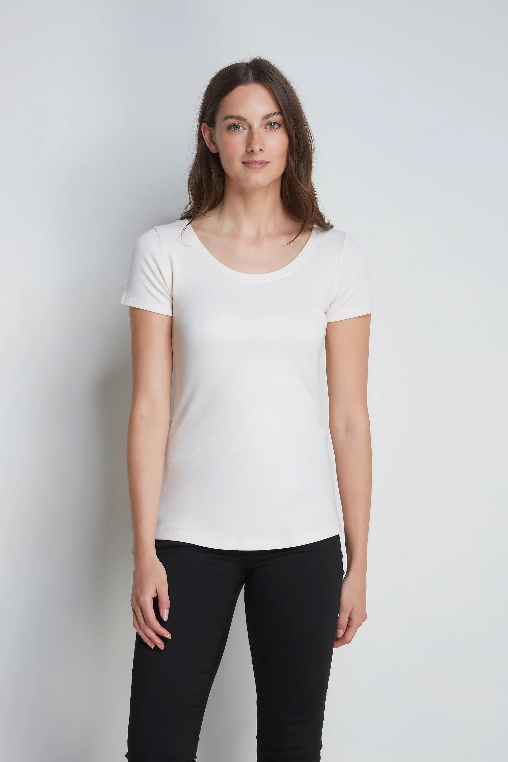Women's Scoop Neck Cotton Modal T-Shirt Short Sleeve