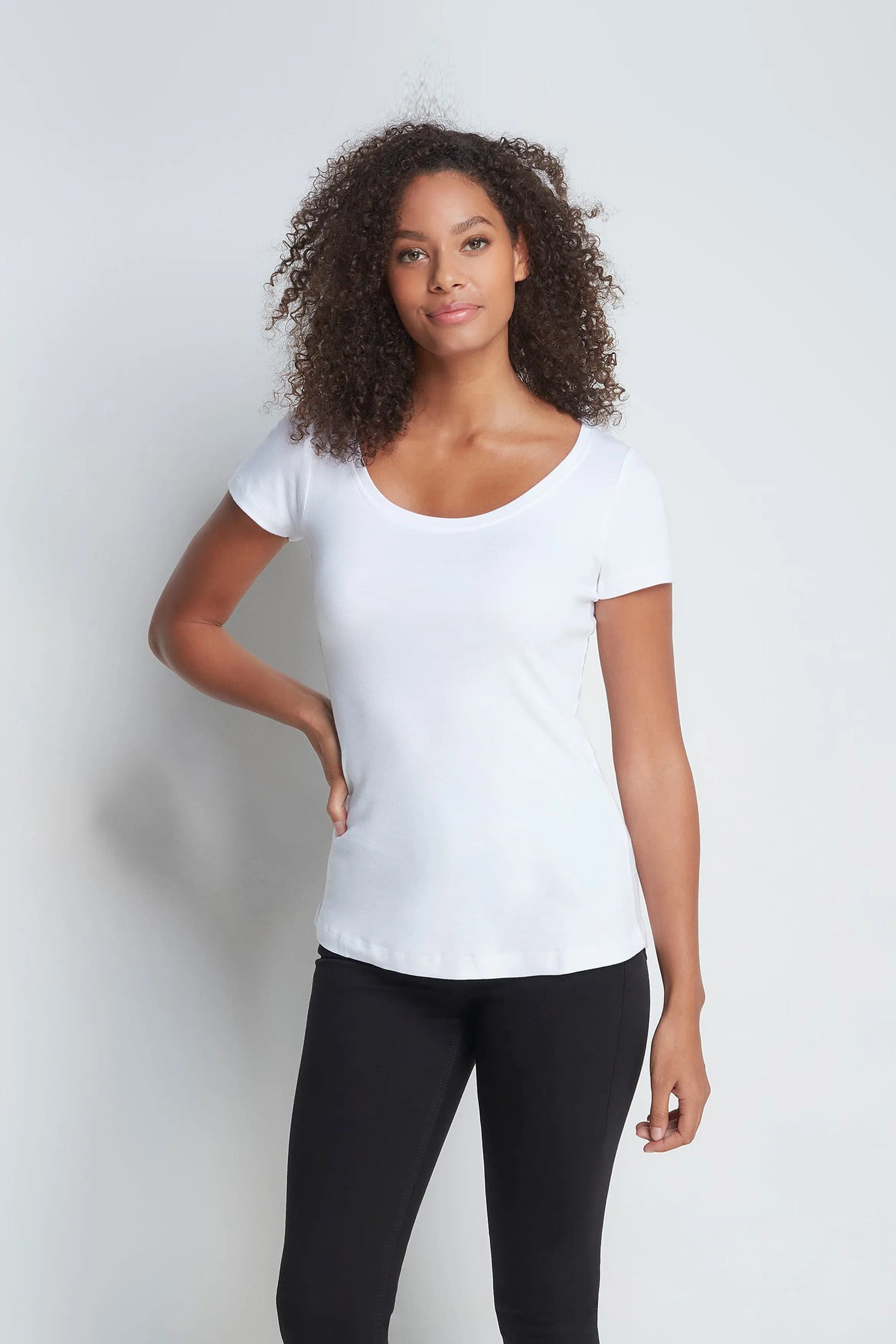 Women's Scoop Neck Cotton Modal T-Shirt Short Sleeve