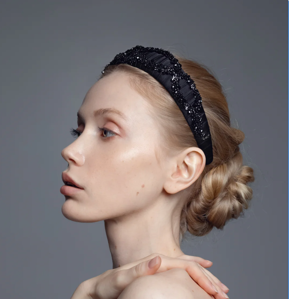 Hestia Mulberry Silk Headband – Hand-Beaded & Lightweight by Eva Oherjus at www.brixbailey.com