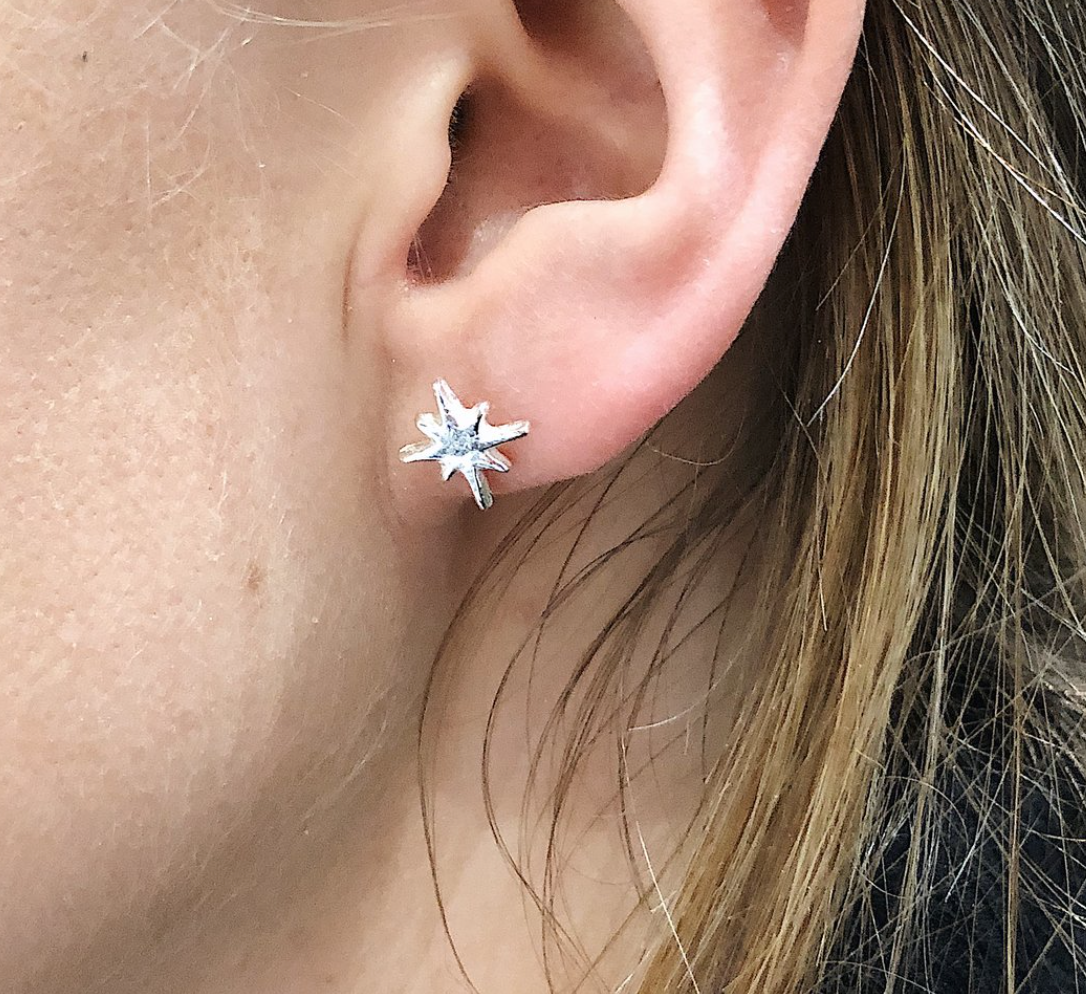 North Star Silver Necklace and Earring Set