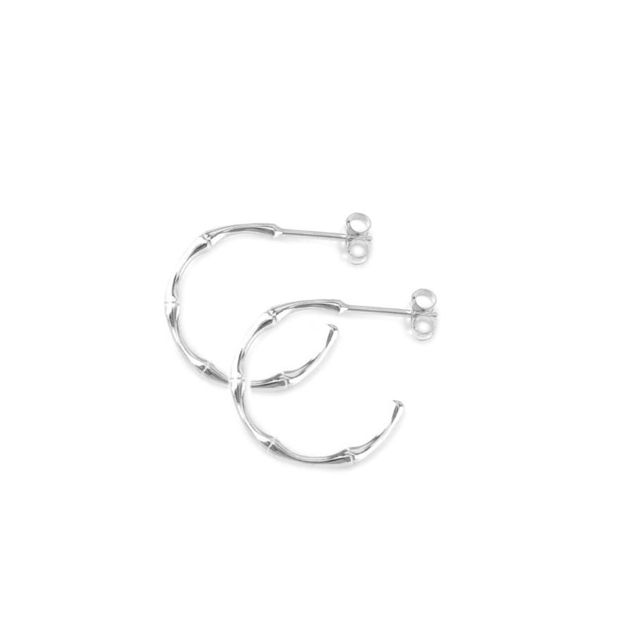 Sterling Silver Bamboo Hoop Earrings