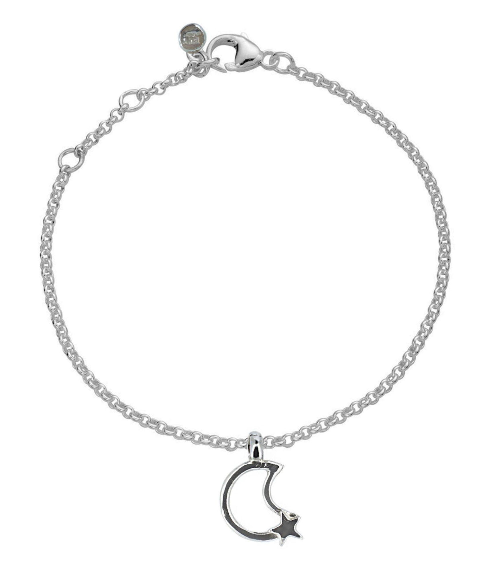 Moon and Back Sterling Silver Anklet