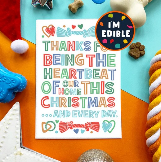 Heartbeat Christmas Dog Edible Card Chicken Flavour