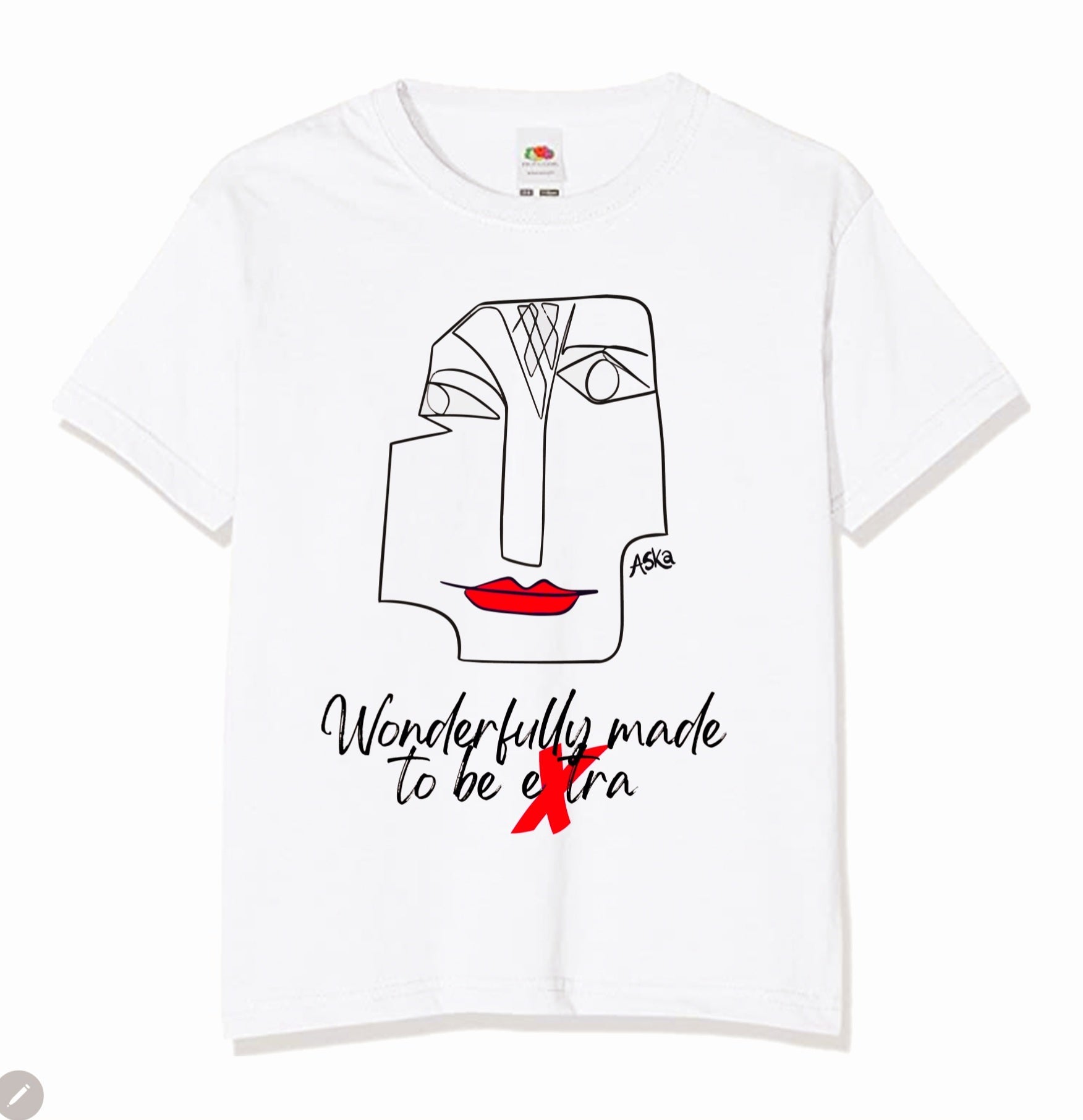 Wonderfully Made to Be Extra Red Lips White Organic Cotton T-Shirt