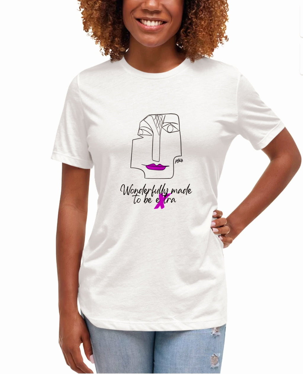 Wonderfully Made to Be Extra Purple Lip White Organic Cotton Tee