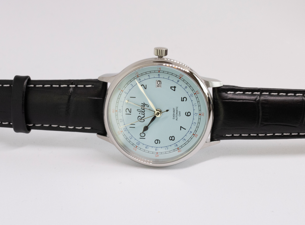 Automatic GMT Aviation Watch in Canary Yellow, Silver, Sky Blue, Red and Cream