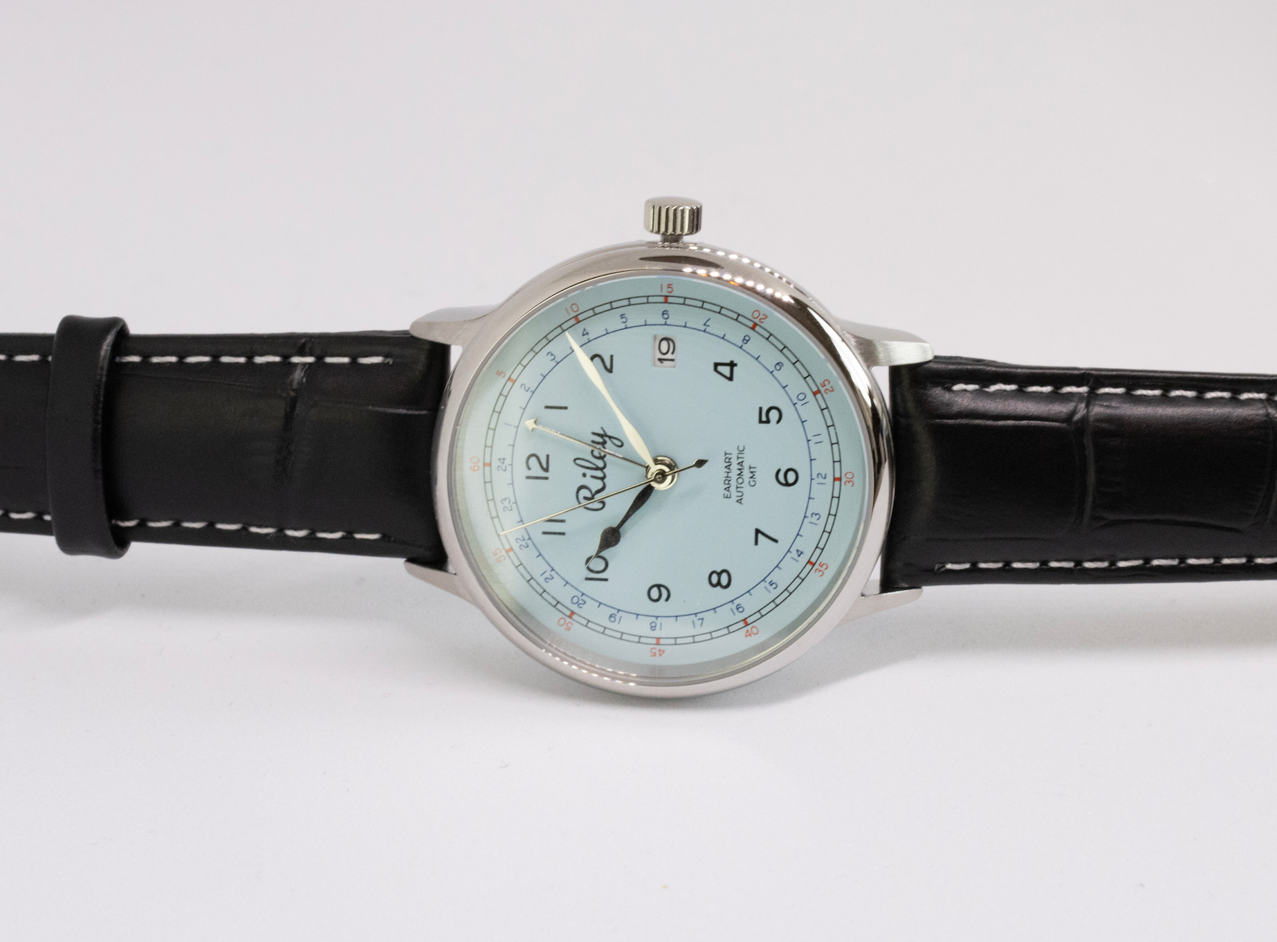 Automatic GMT Aviation Watch in Canary Yellow, Silver, Sky Blue, Red and Cream