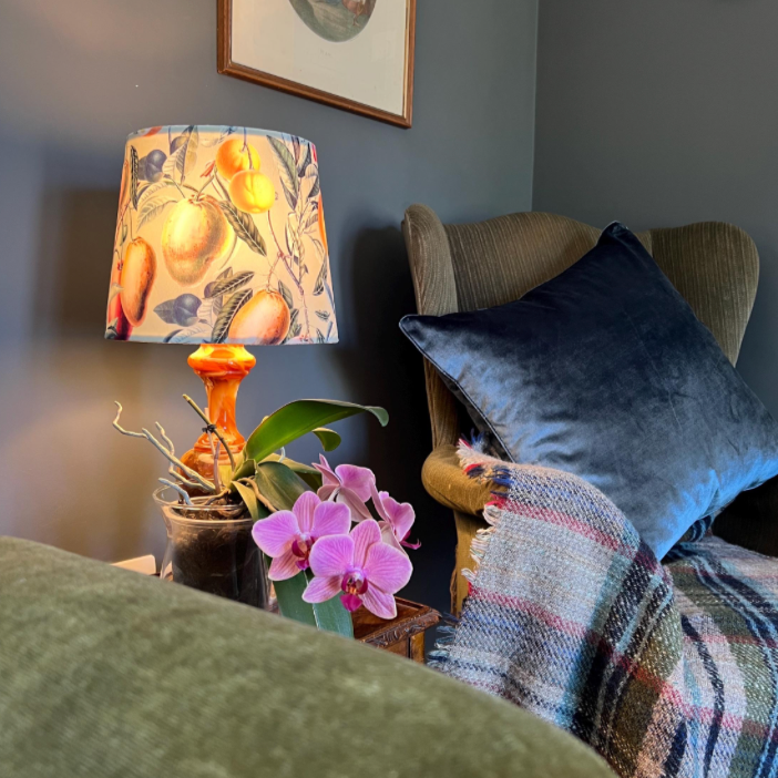 Summer Fruit velvet french drum lampshade/ ceiling light shade, empire lampshade