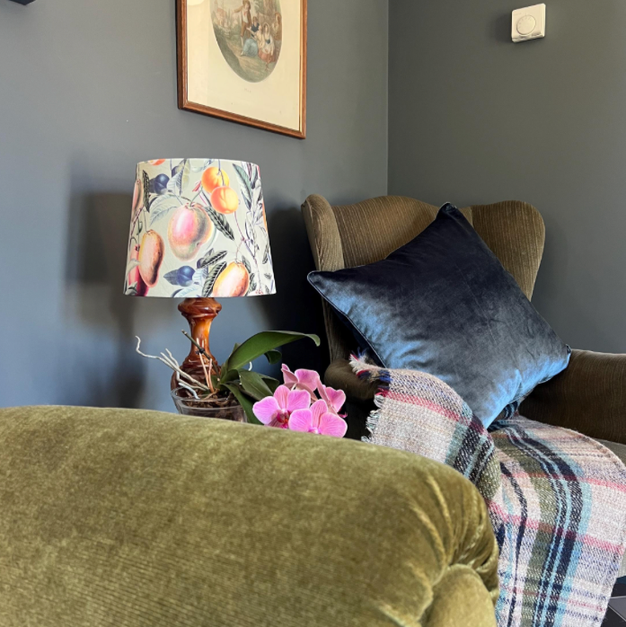 Summer Fruit velvet french drum lampshade/ ceiling light shade, empire lampshade