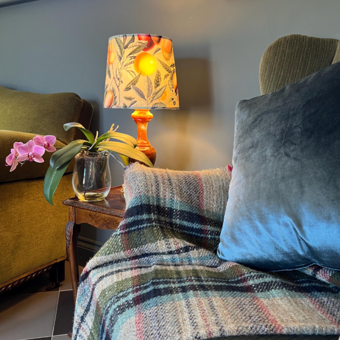 Summer Fruit velvet french drum lampshade/ ceiling light shade, empire lampshade