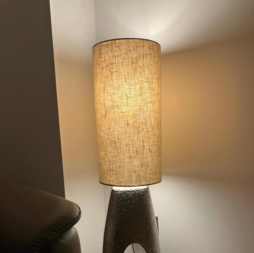 Natural linen cylinder lampshade, extra tall lampshade