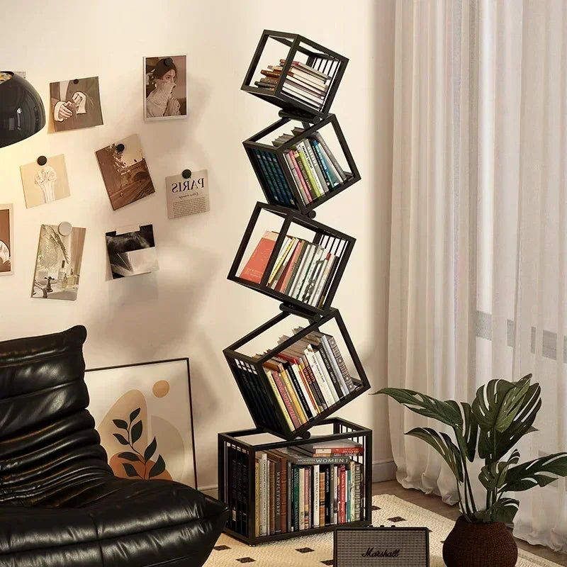 Rotating Cube Bookshelf