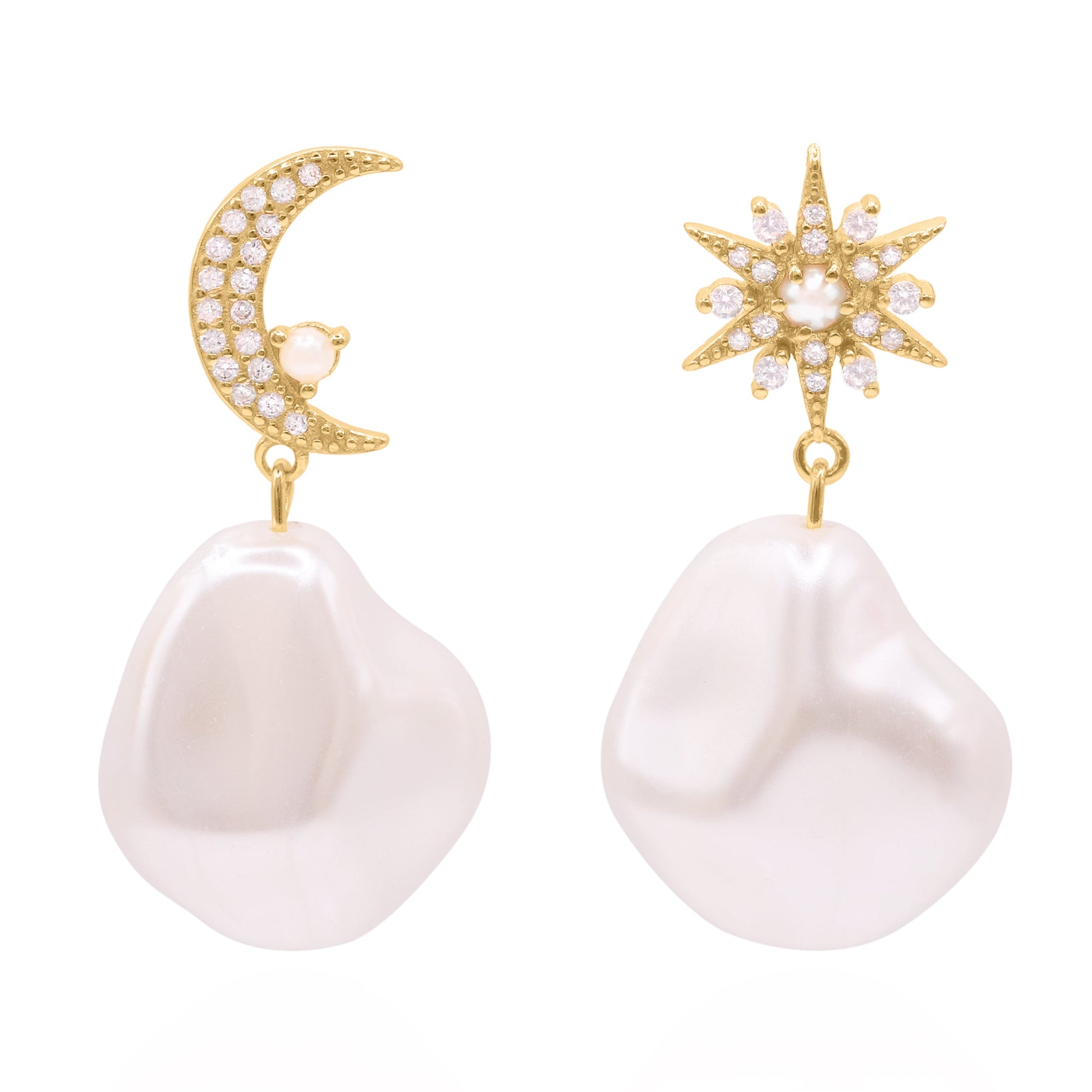 Pearl Drop Earrings in 18k Gold Plated Silver