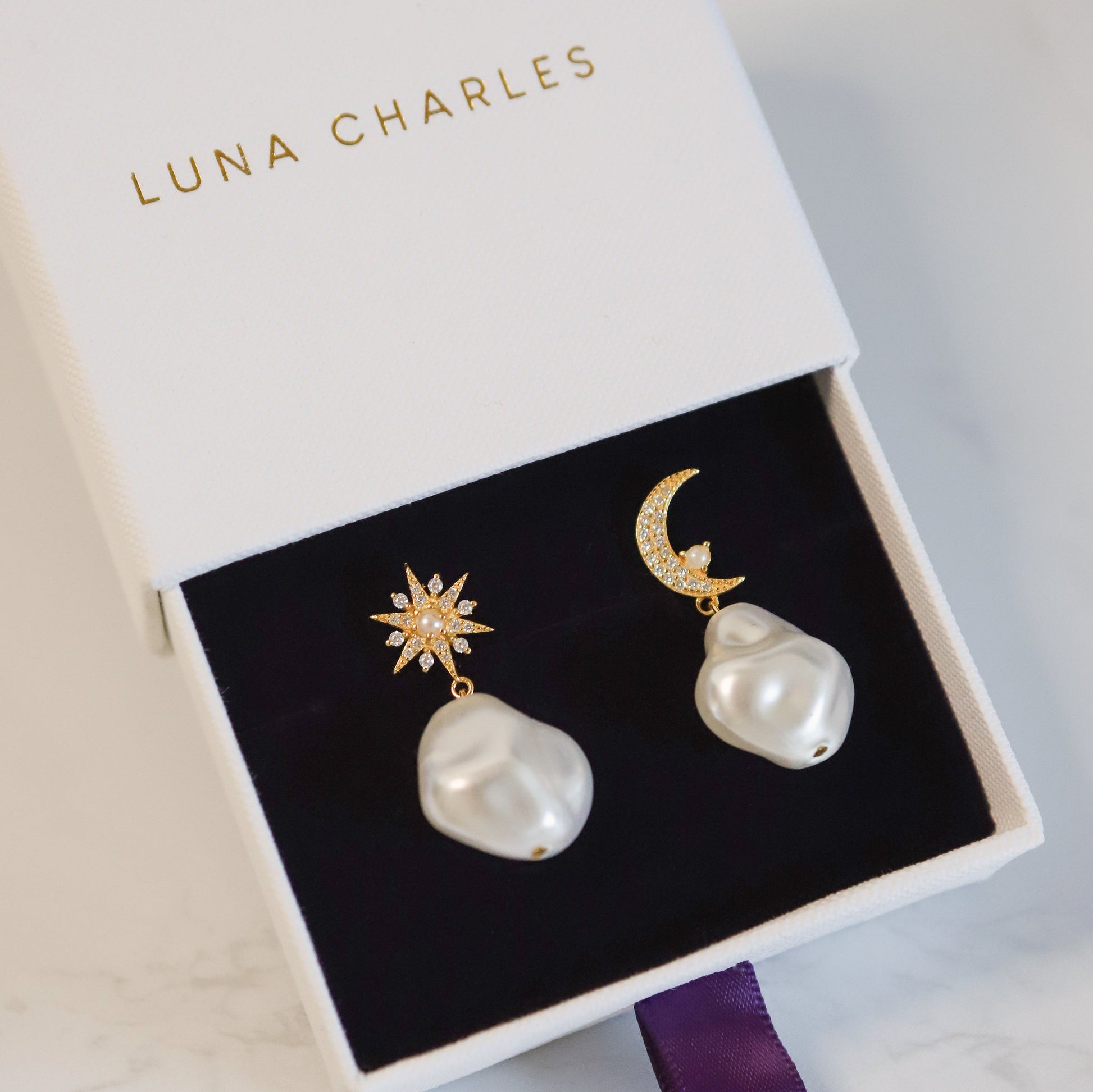 Pearl Drop Earrings in 18k Gold Plated Silver