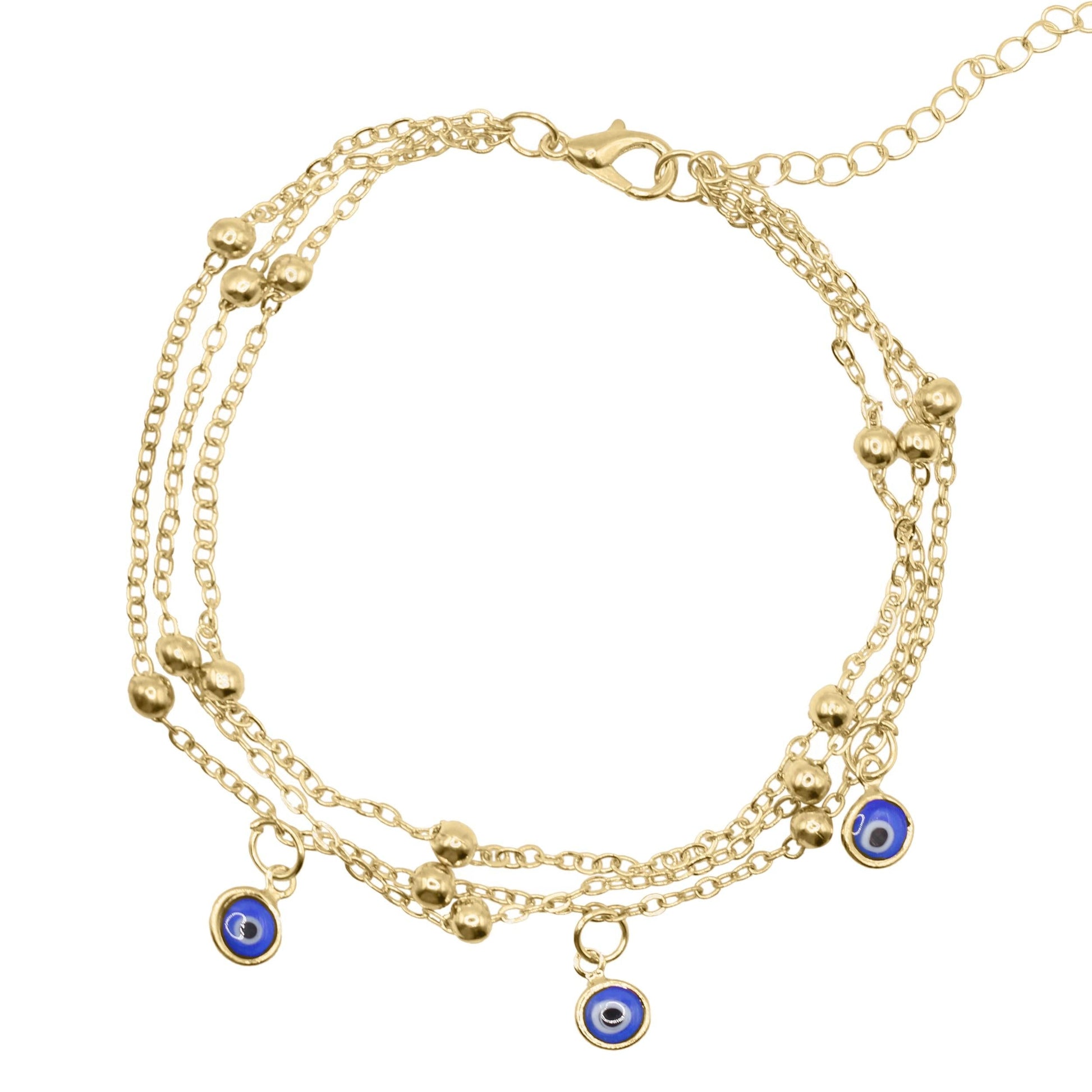 Evil Eye Chain Anklet in 18K Gold Plated