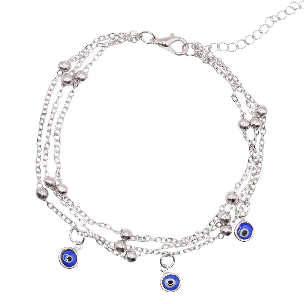 Evil Eye Chain Anklet in 925 Silver
