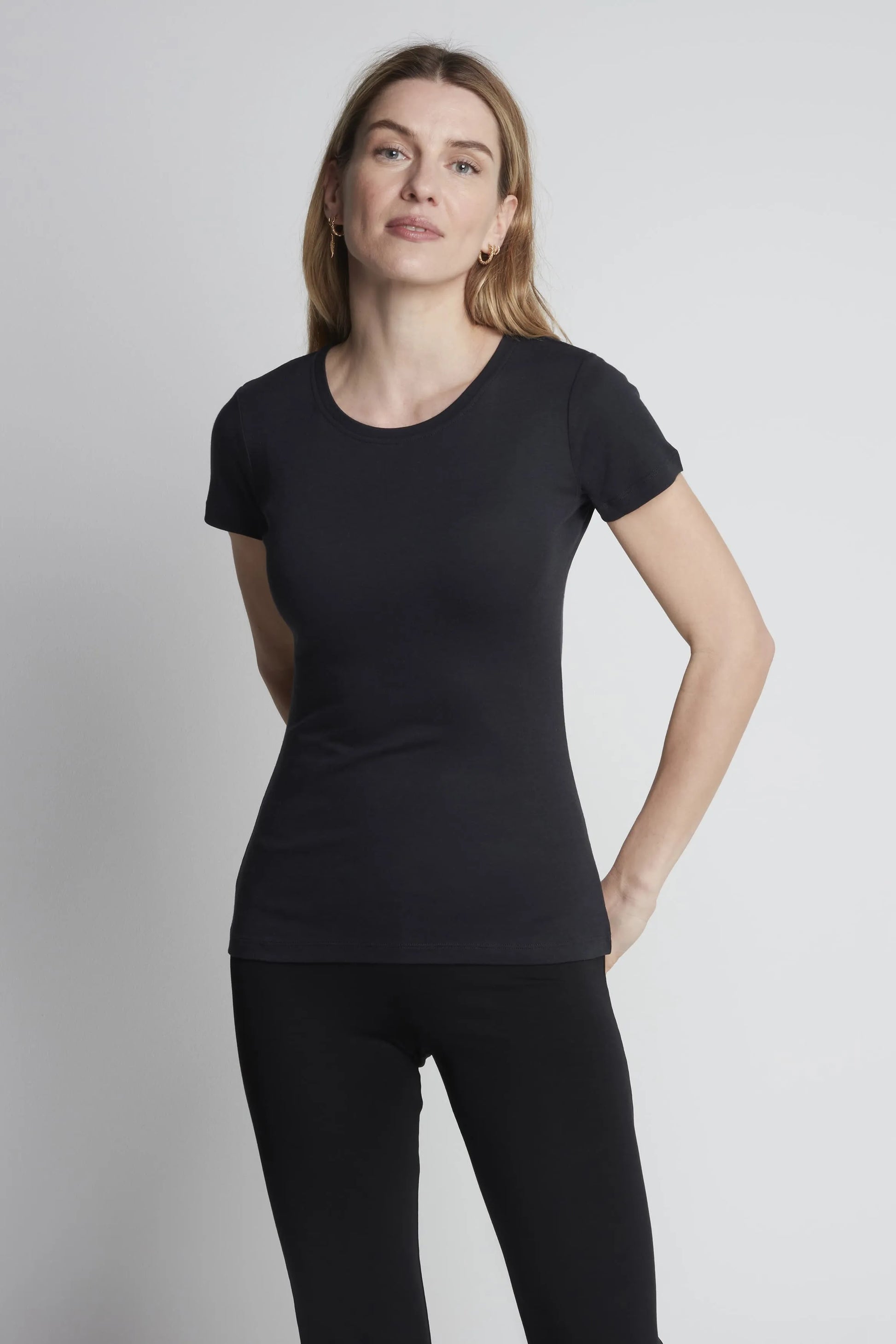 Women's Short Sleeve Crew Neck Cotton Modal Blend T-Shirt