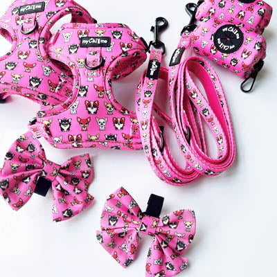 Hot Pink Chihuahua Print Poop Bag Holder with Secure Clip