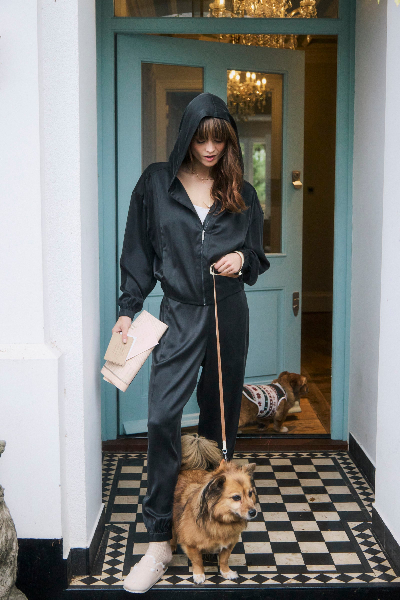 Black Washable Organic Stretch Silk Bomber Jacket