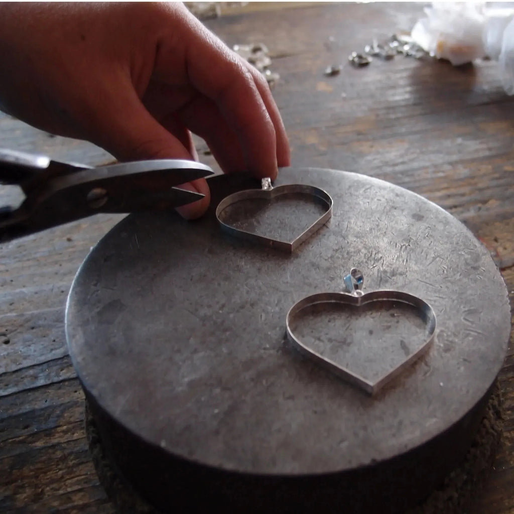 Real Flower Heart Necklace in Sterling Silver Handmade Pendant