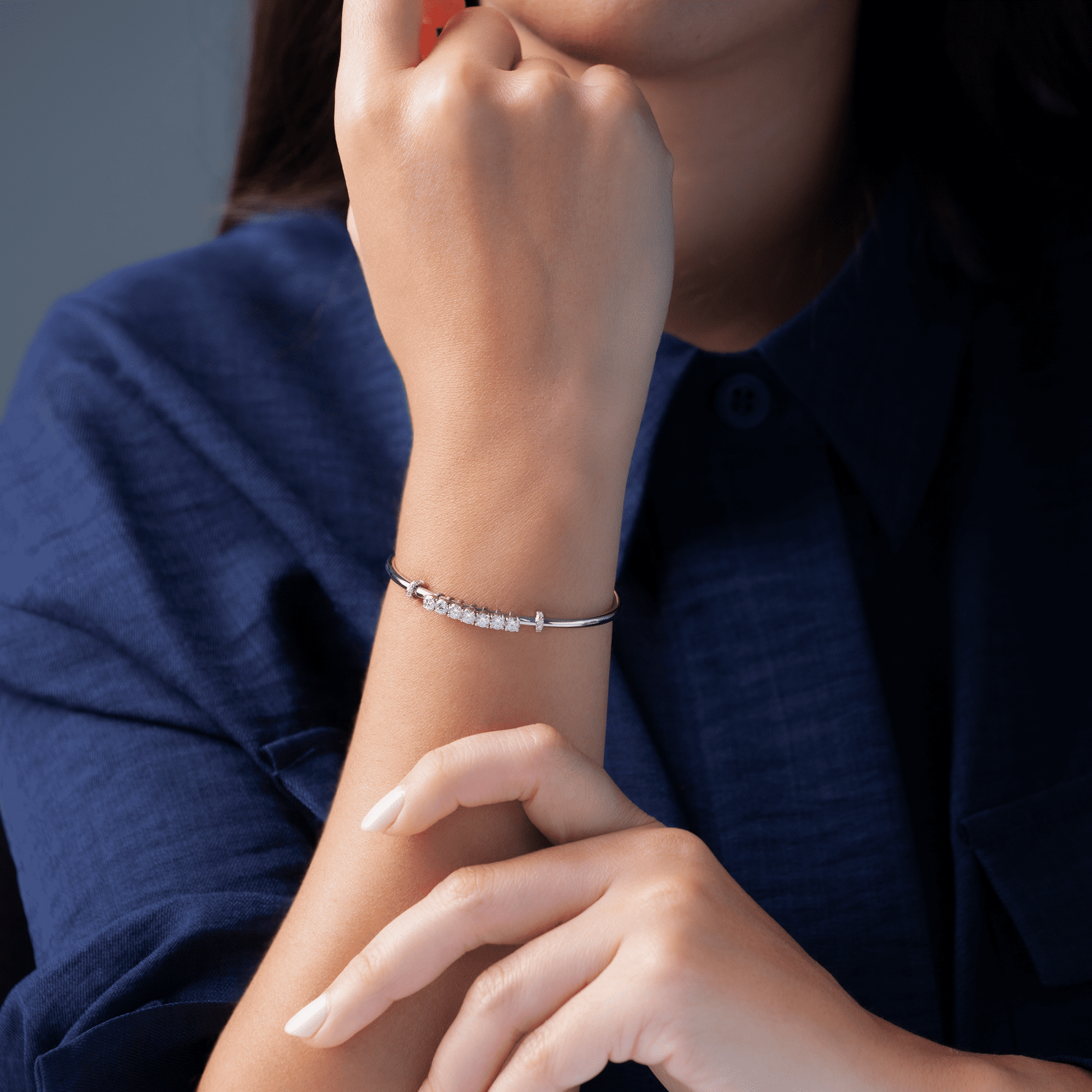 Ballet Bracelet in Sterling Silver and Moissanite