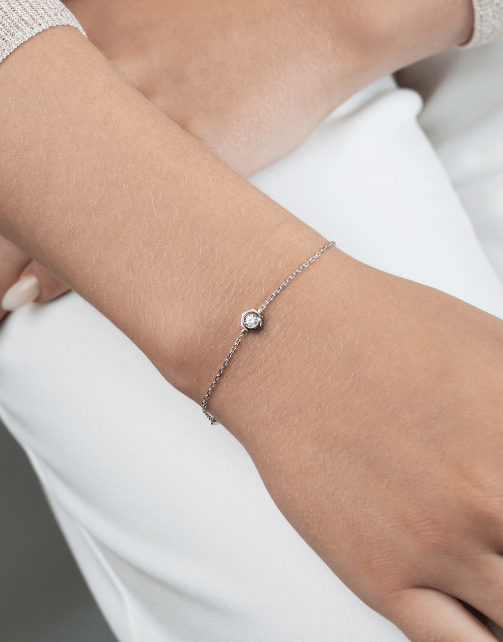 Unity Moissanite Bracelet in Sterling Silver and Gold