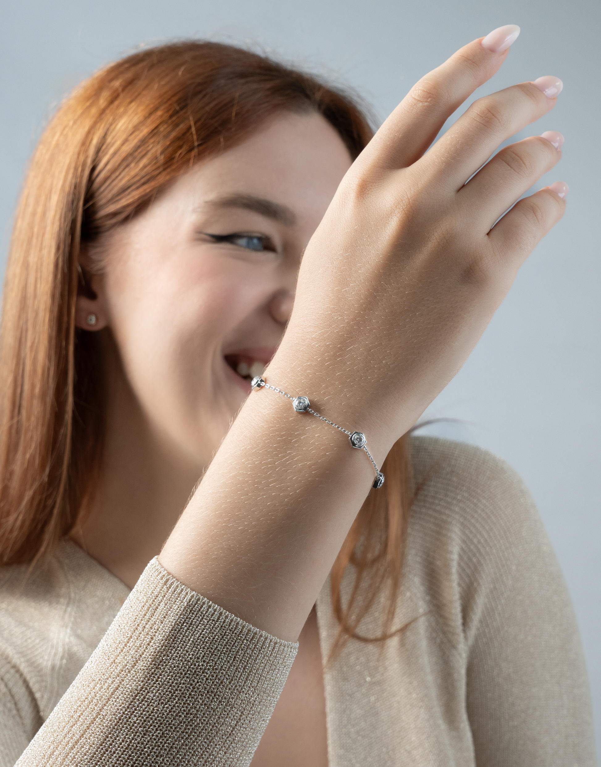 Unity Bracelet with 5 Motifs in Sterling Silver and Gold