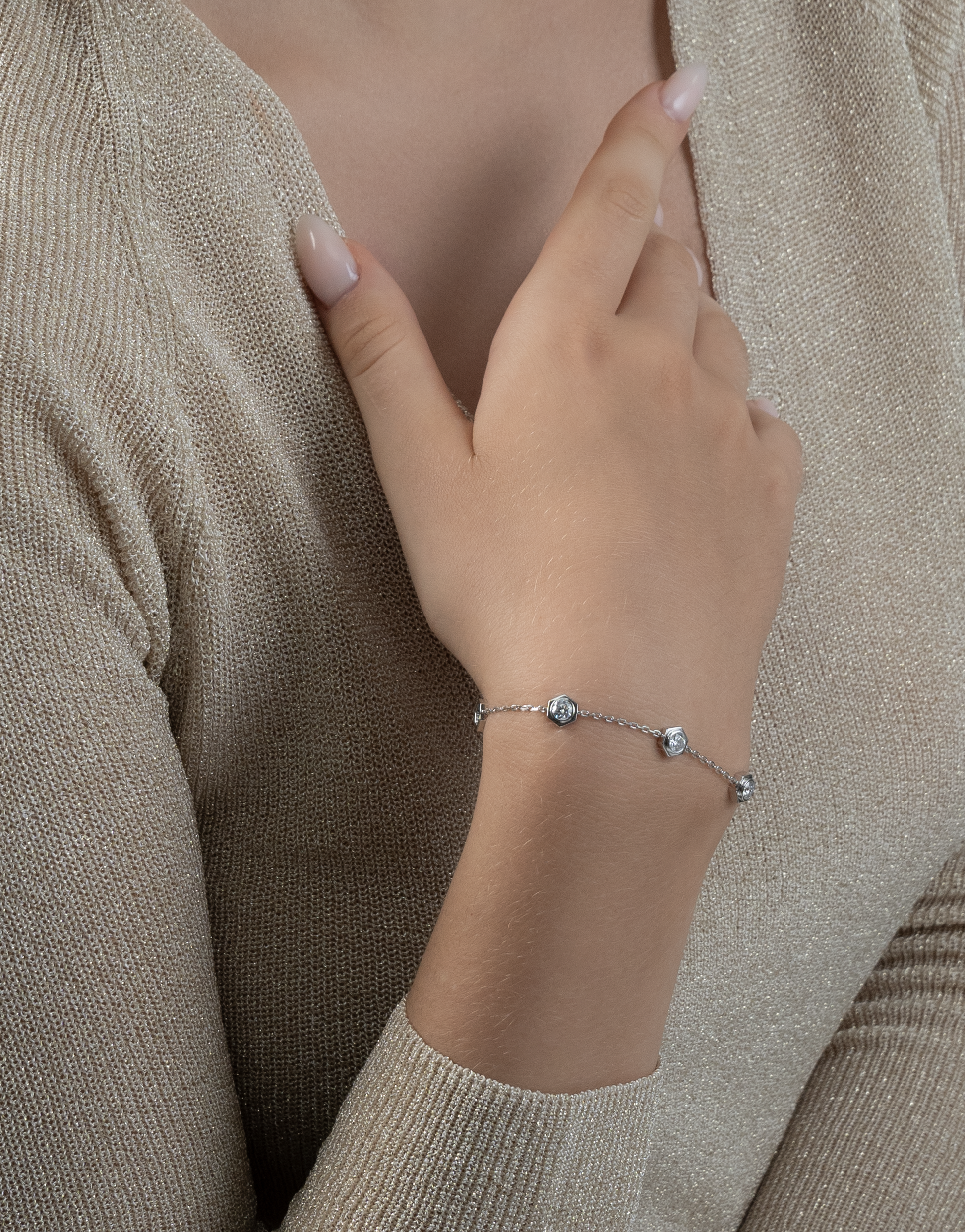 Unity Bracelet with 5 Motifs in Sterling Silver and Gold