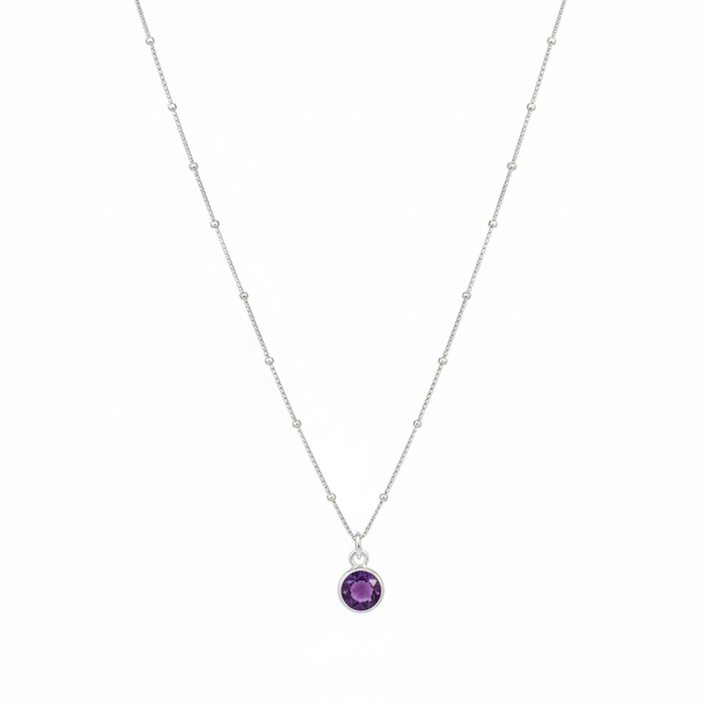 Amethyst February Birthstone Necklace in Sterling Silver