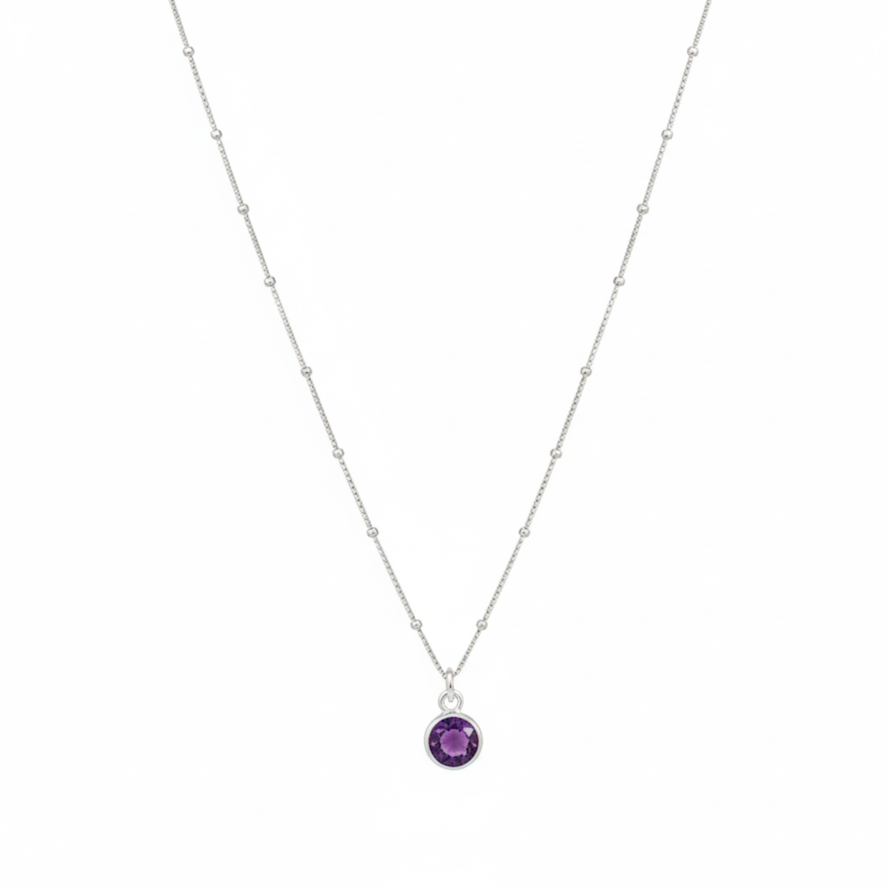 Amethyst February Birthstone Necklace in Sterling Silver