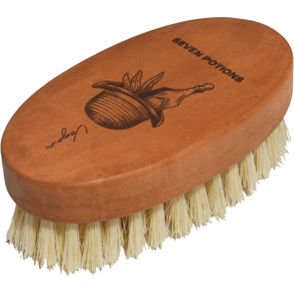 Oval Pear Wood Beard Brush with Natural Bristles