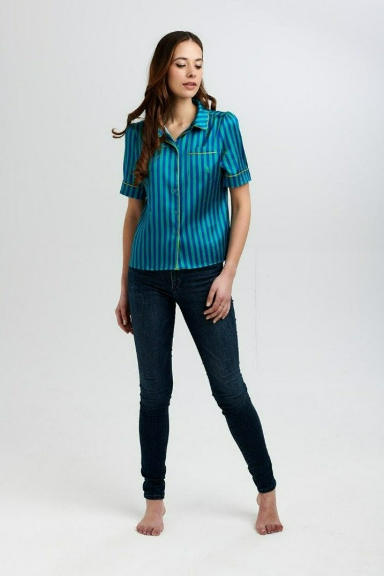 Poppy Rainforest Stripe Silk Blouse