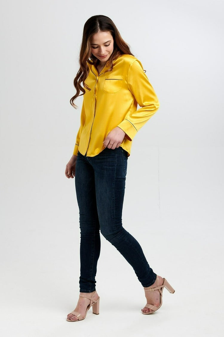 Aurelie Honeybee Silk Pyjama Shirt