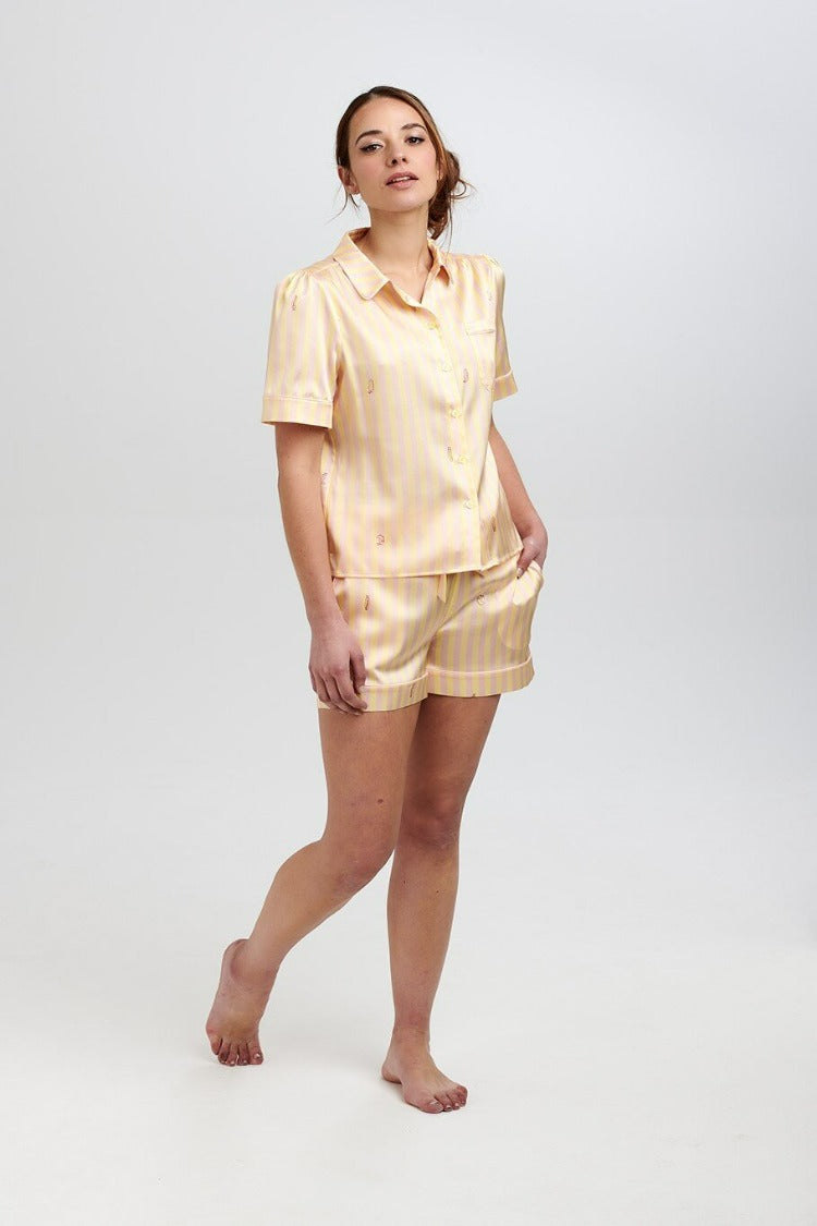 Rosie Lemonade Stripe Silk Shorts