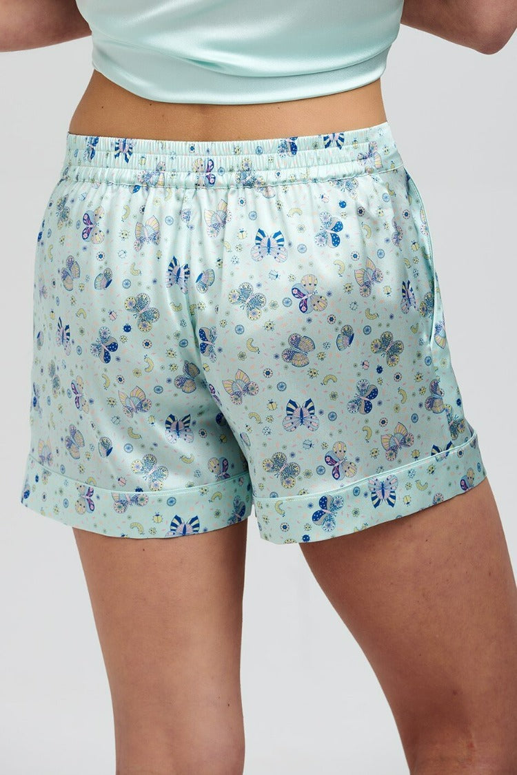 Rosie Glacier Butterfly Silk Shorts