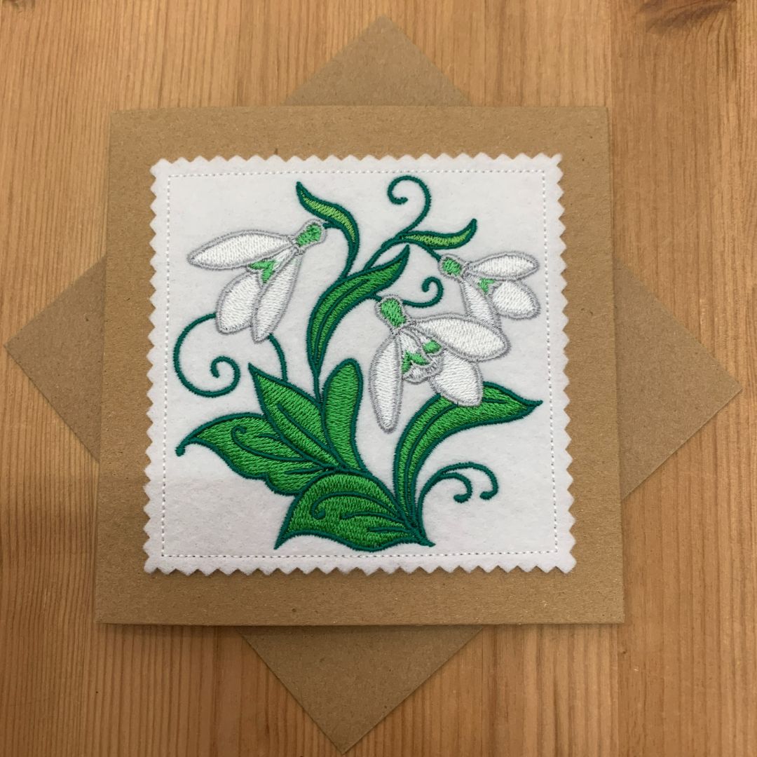 Snowdrop Embroidered Card