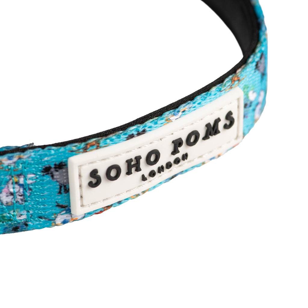 Blue Holiday Dogs Padded Collar
