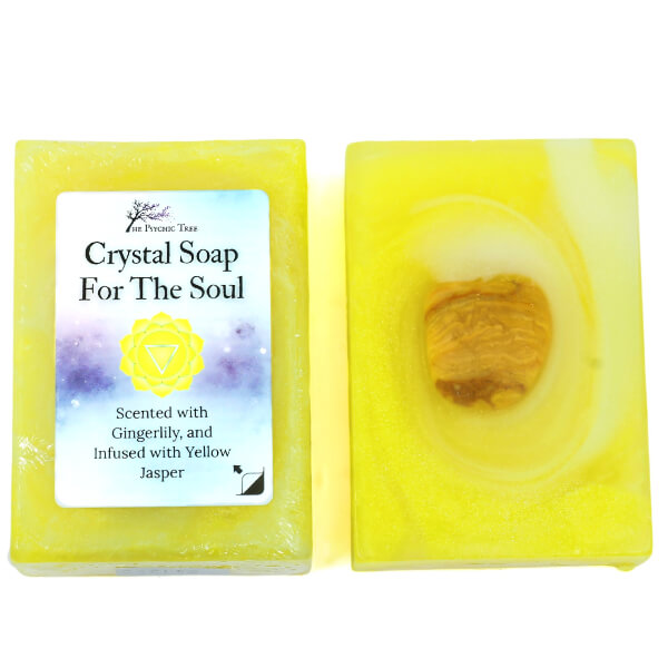 Solar Plexus Chakra Crystal Soap Bar with Yellow Jasper and Gingerlily