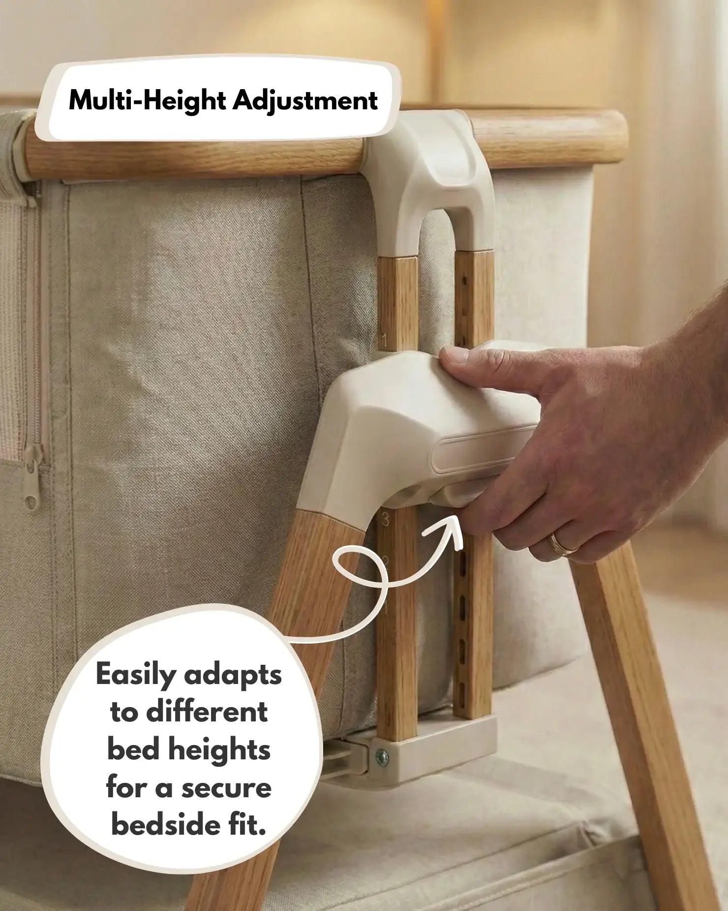 Beige Bedside Crib for Newborns