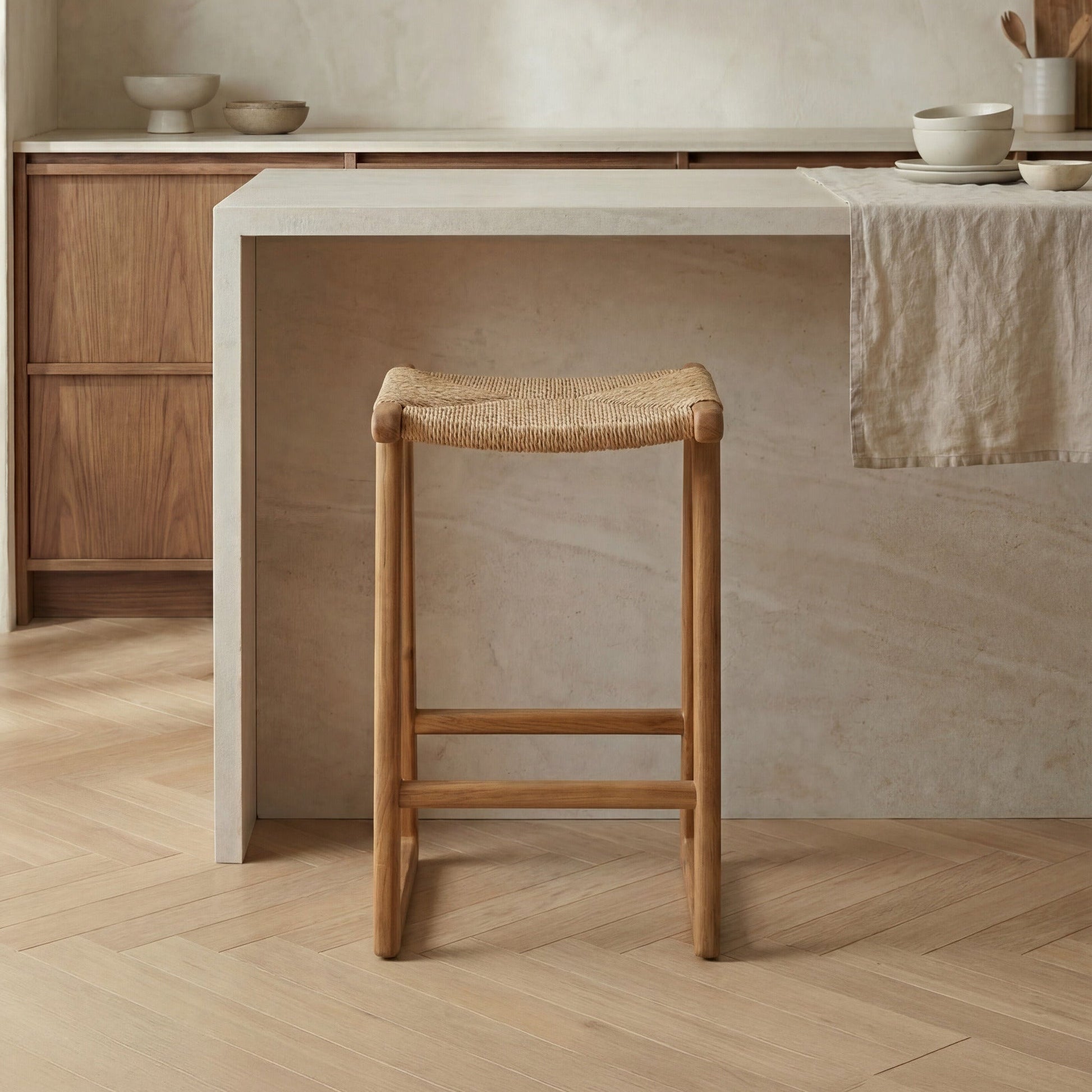Sora Teak & Rattan Bar Stool